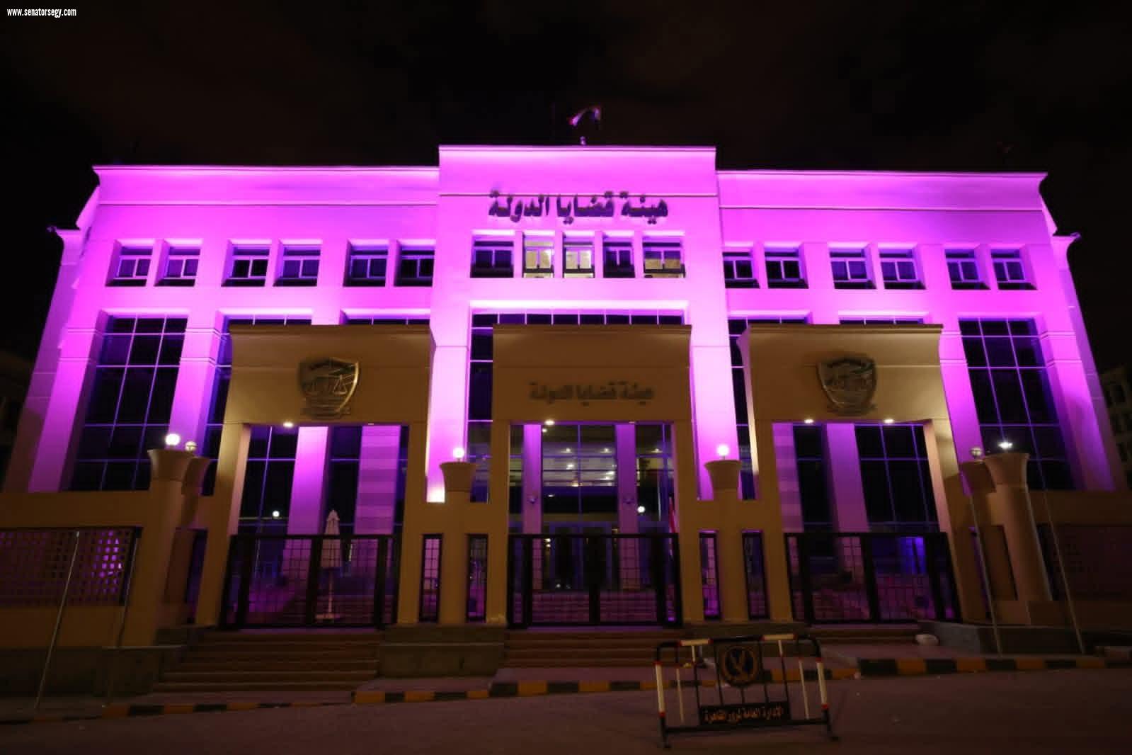 القومي للمرأة يشكر هيئة قضايا الدولة لإضاءة عدد من مقراتها باللون الأرجواني  احتفالًا باليوم العالمي للمرأة