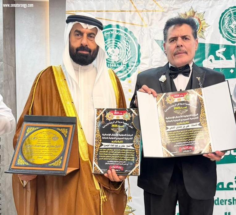 تكريم الشيخ سلمان بن حمود الهدلاء الدوسري بلقب أفضل شخصية عربية في الريادة الإنسانية لعام 2026