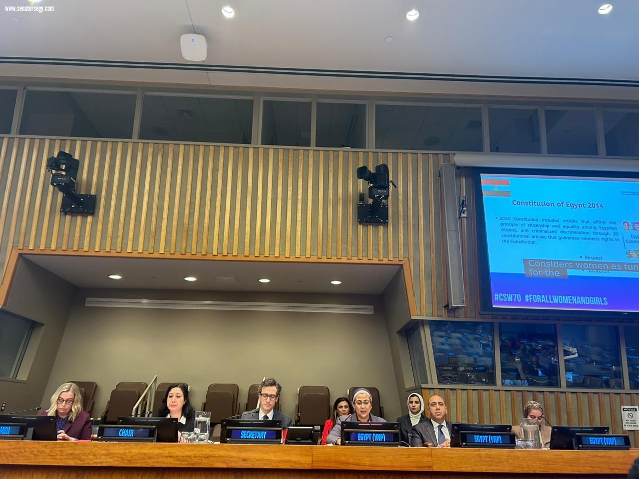 أمل عمار: مصر تؤكد التزامها بتمكين المرأة خلال أعمال الدورة السبعين للجنة وضع المرأة بالأمم المتحدة